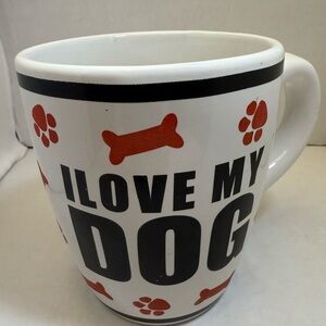 I LOVE MY DOG Dennis East XL 24oz Coffee Mug Black White Red Gift for Dog Lover